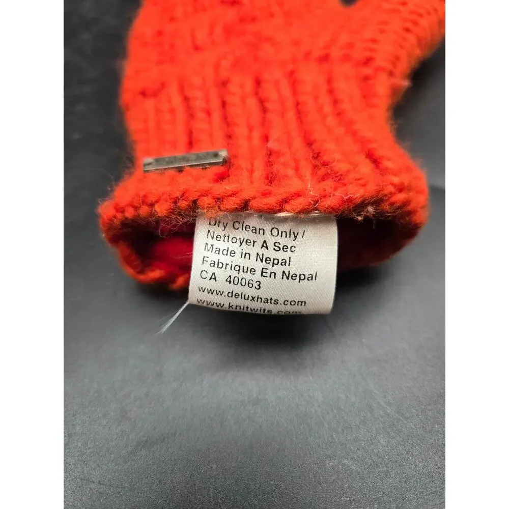 DeLux Cable Knit Wool Mittens Red Lined Womens Nepal Winter Gloves